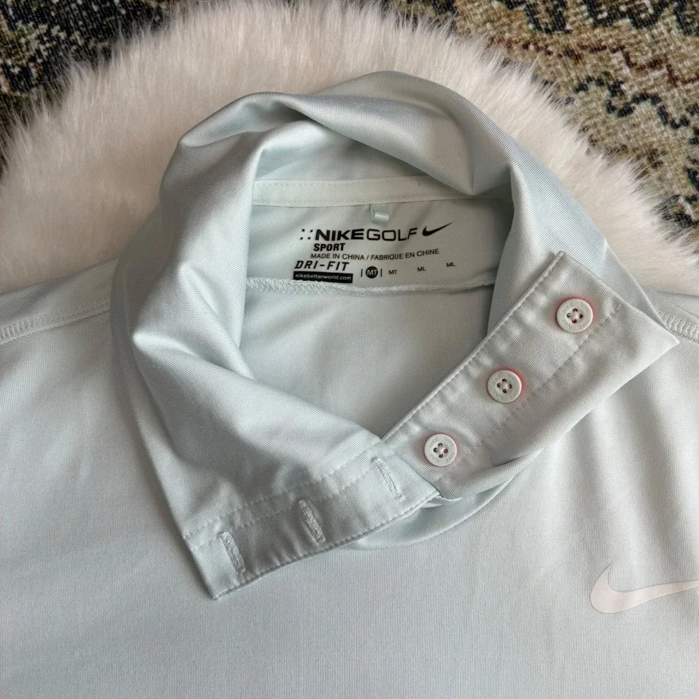 Nike Golf‎ Dri-FIT Long Sleeve Top Mint Green Button Collar  Women Medium Tall